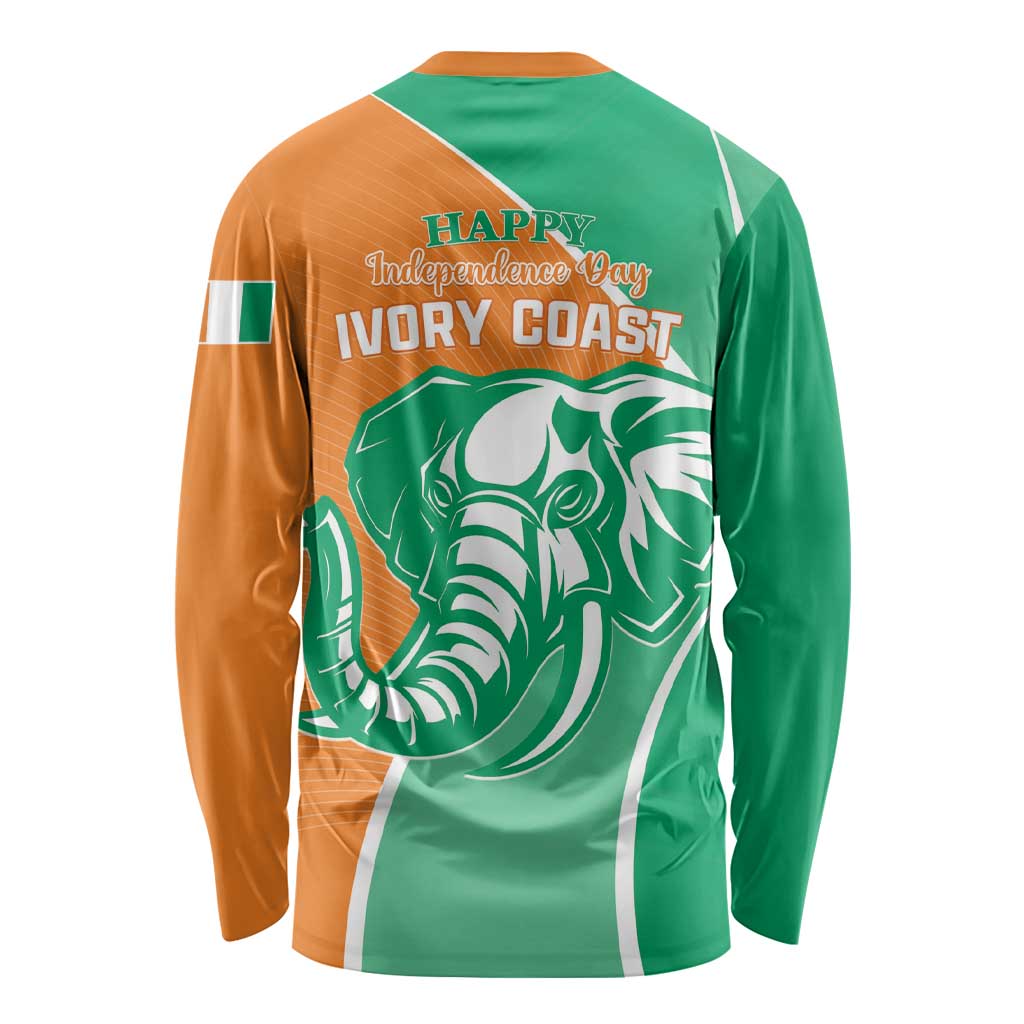 Ivory Coast Independence Day Long Sleeve Shirt Cote d Ivoire Elephant - Wonder Print Shop