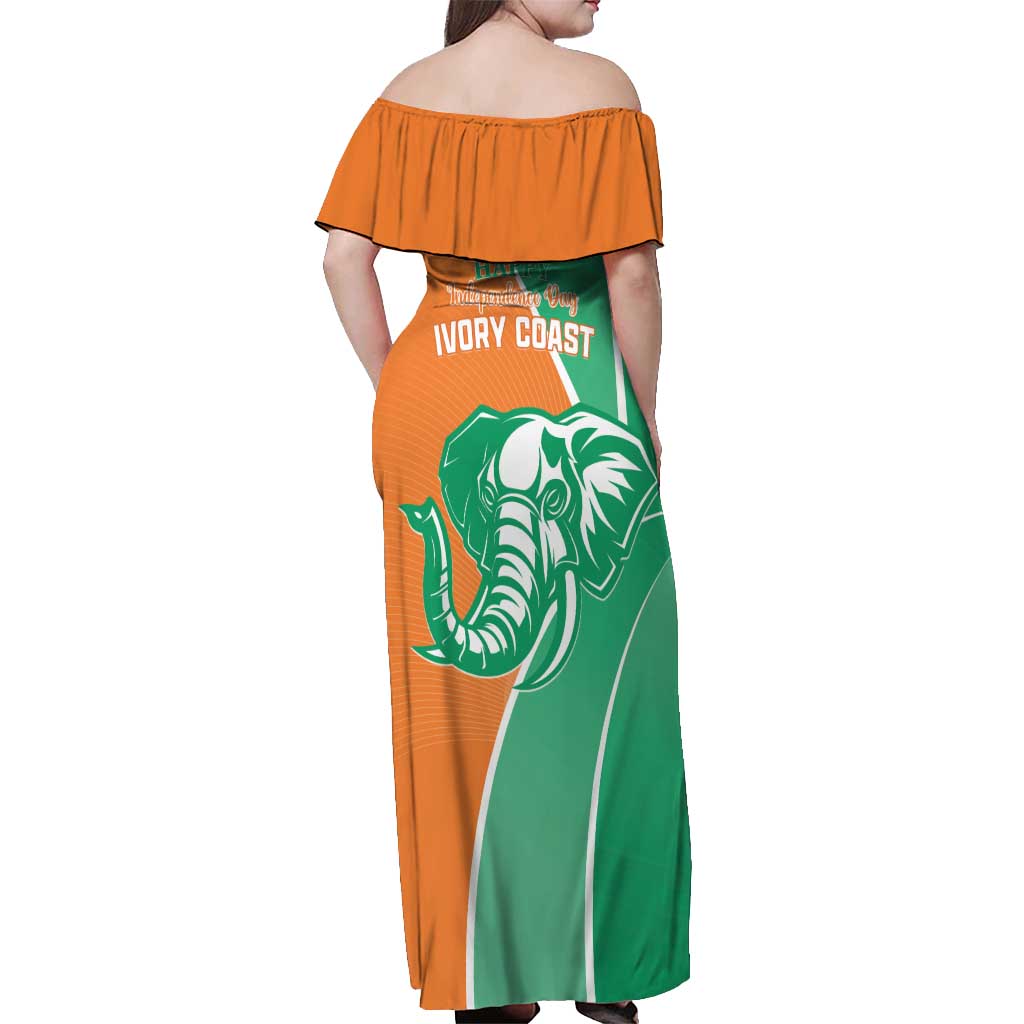 Ivory Coast Independence Day Off Shoulder Maxi Dress Cote d Ivoire Elephant - Wonder Print Shop