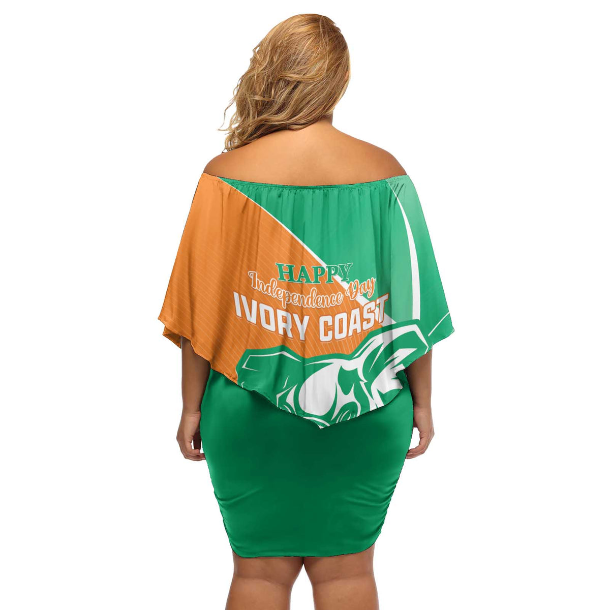 Ivory Coast Independence Day Off Shoulder Short Dress Cote d Ivoire Elephant - Wonder Print Shop