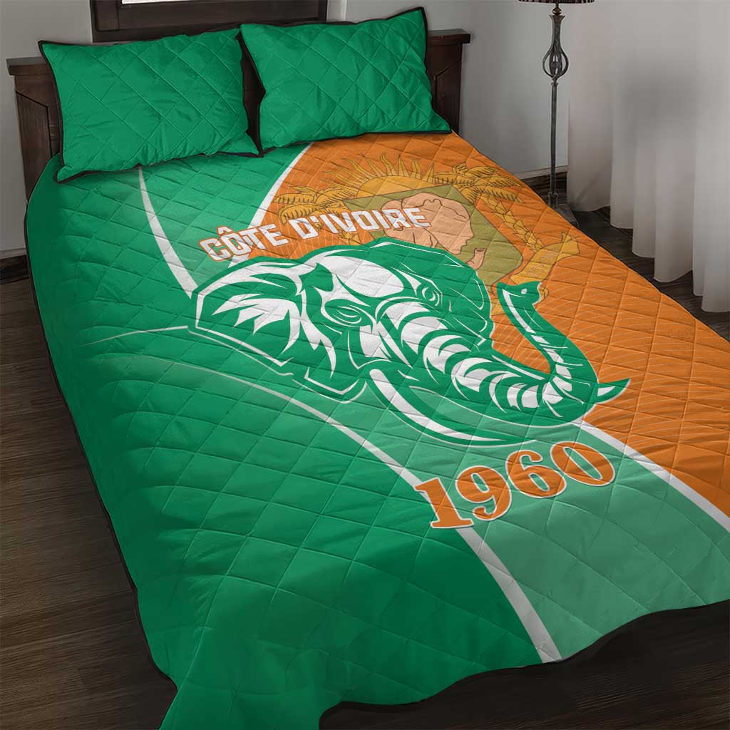 Ivory Coast Independence Day Quilt Bed Set Cote d Ivoire Elephant - Wonder Print Shop