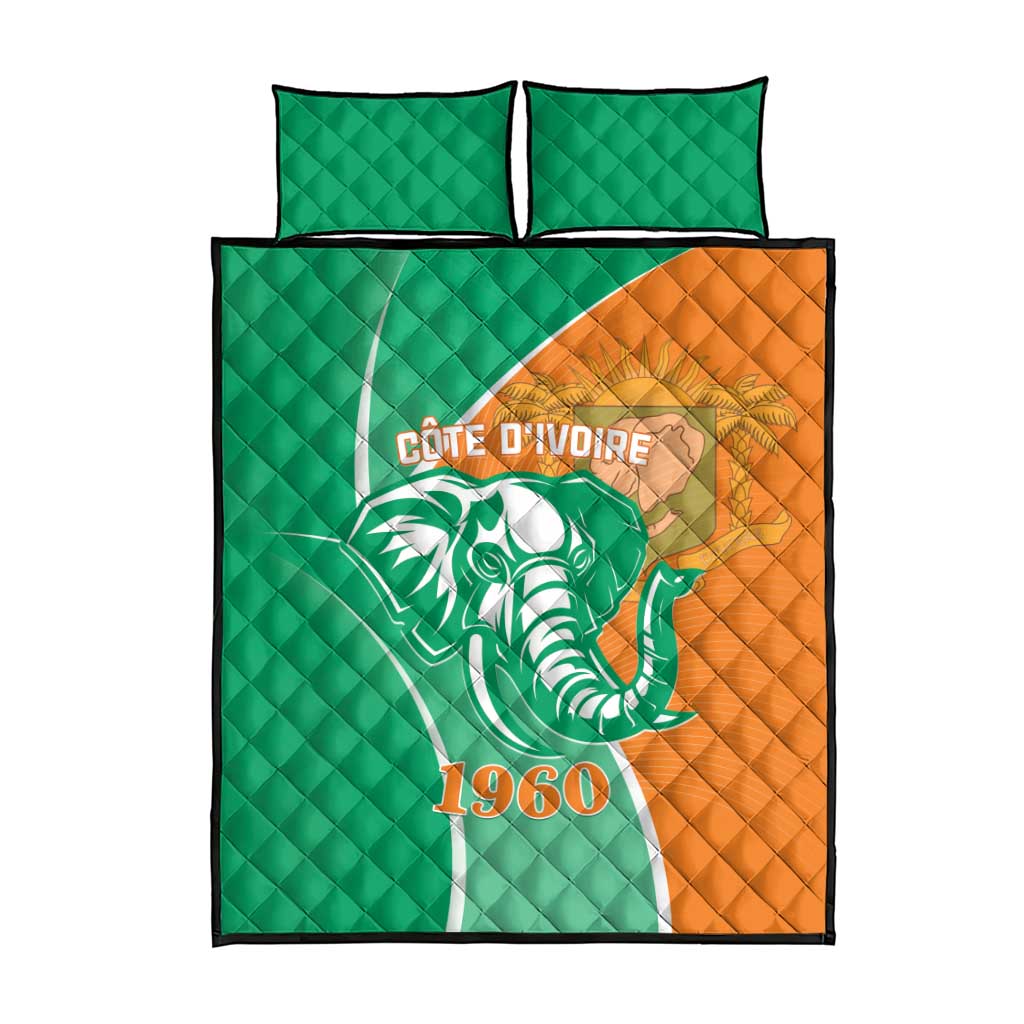 Ivory Coast Independence Day Quilt Bed Set Cote d Ivoire Elephant - Wonder Print Shop