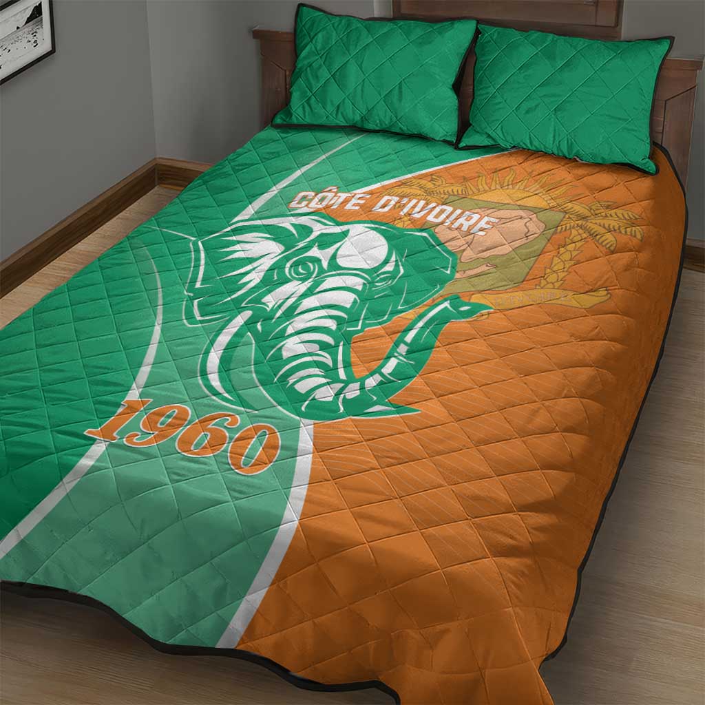 Ivory Coast Independence Day Quilt Bed Set Cote d Ivoire Elephant - Wonder Print Shop