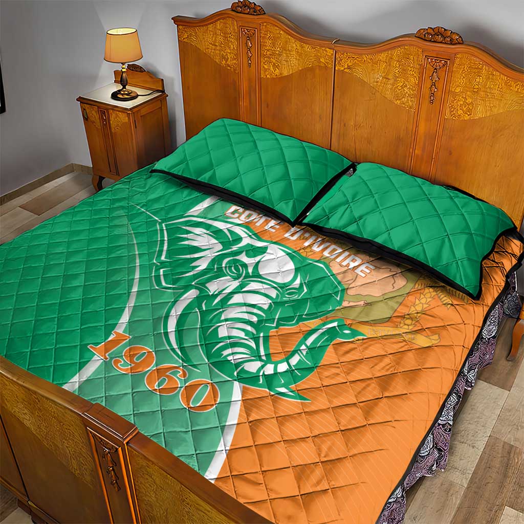 Ivory Coast Independence Day Quilt Bed Set Cote d Ivoire Elephant - Wonder Print Shop