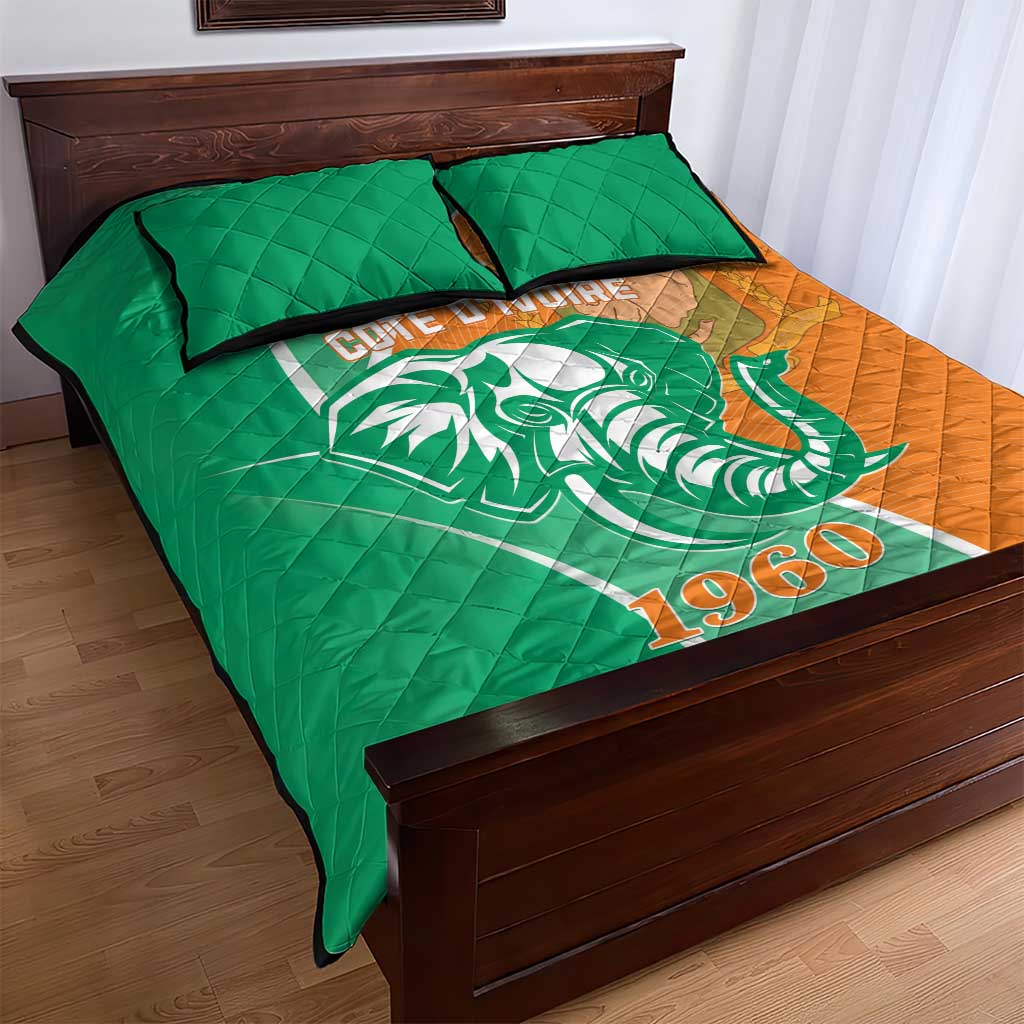 Ivory Coast Independence Day Quilt Bed Set Cote d Ivoire Elephant - Wonder Print Shop