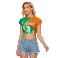 Ivory Coast Independence Day Raglan Cropped T Shirt Cote d Ivoire Elephant - Wonder Print Shop