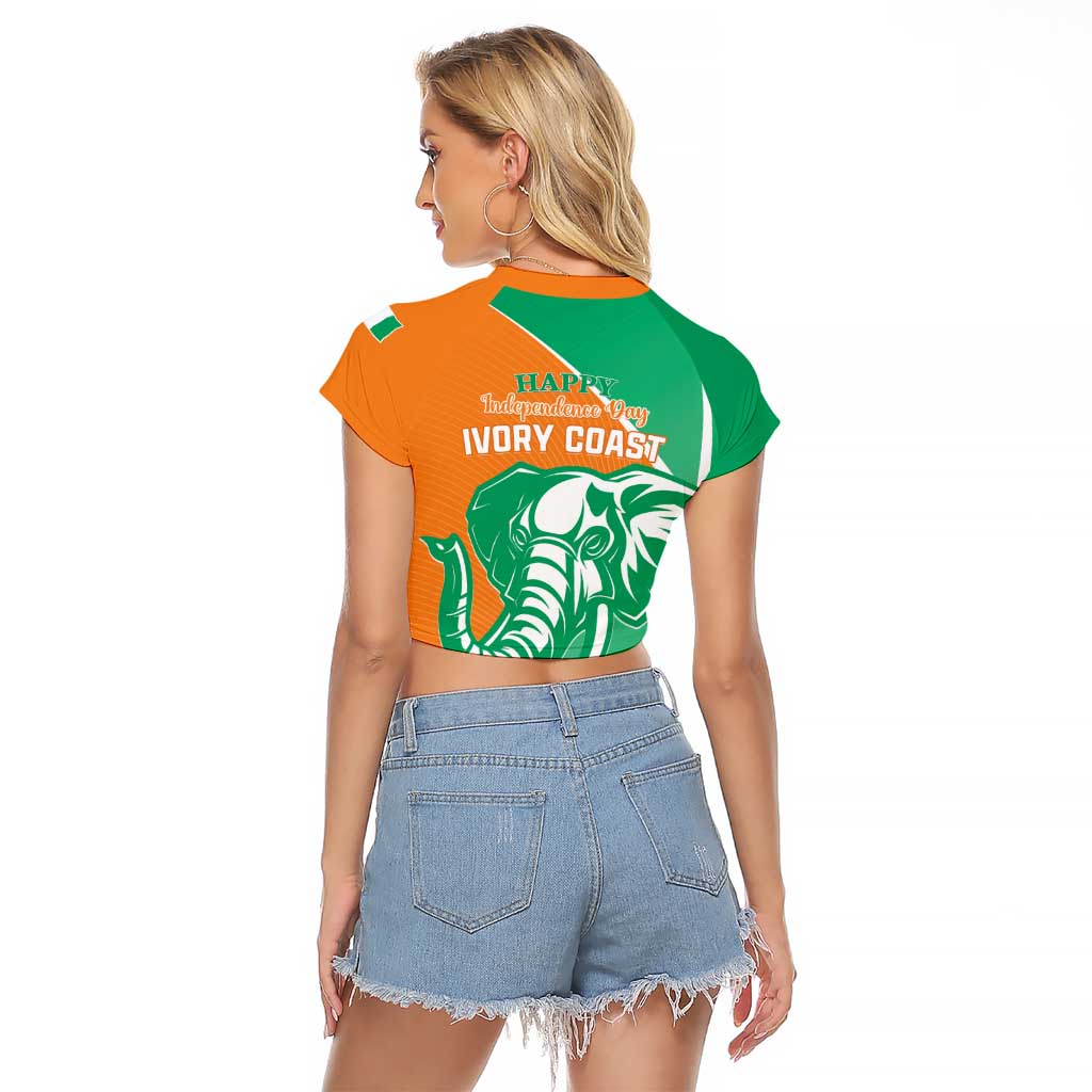Ivory Coast Independence Day Raglan Cropped T Shirt Cote d Ivoire Elephant - Wonder Print Shop