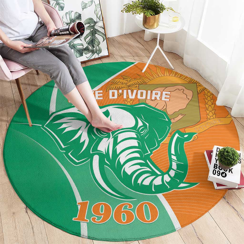 Ivory Coast Independence Day Round Carpet Cote d Ivoire Elephant