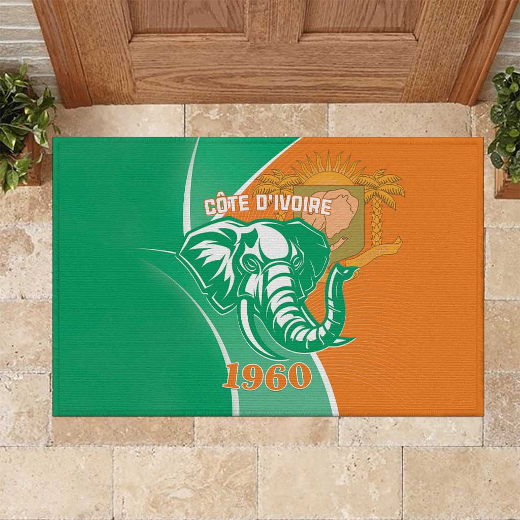Ivory Coast Independence Day Rubber Doormat Cote d Ivoire Elephant - Wonder Print Shop