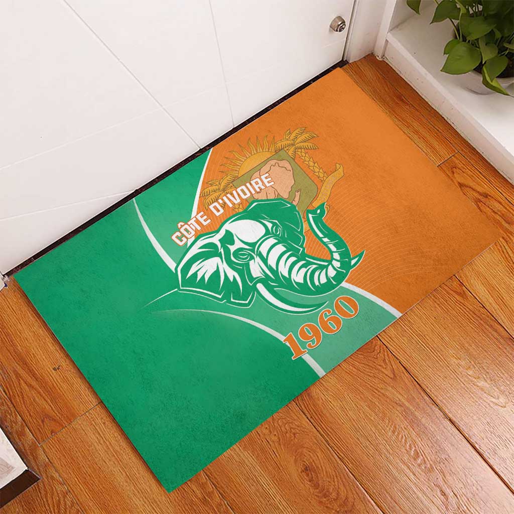 Ivory Coast Independence Day Rubber Doormat Cote d Ivoire Elephant - Wonder Print Shop