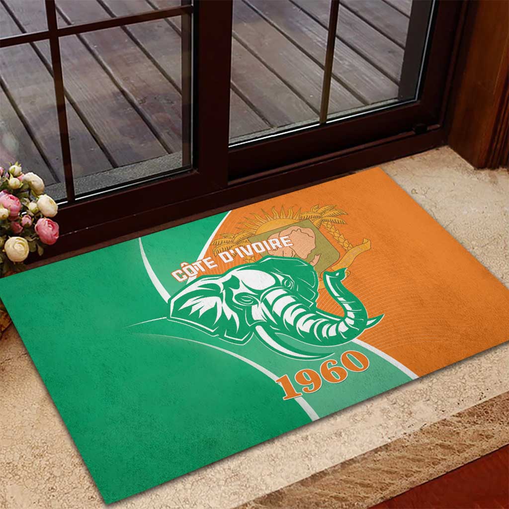 Ivory Coast Independence Day Rubber Doormat Cote d Ivoire Elephant - Wonder Print Shop