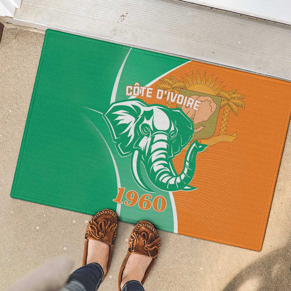 Ivory Coast Independence Day Rubber Doormat Cote d Ivoire Elephant - Wonder Print Shop