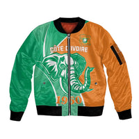 Ivory Coast Independence Day Sleeve Zip Bomber Jacket Cote d Ivoire Elephant - Wonder Print Shop