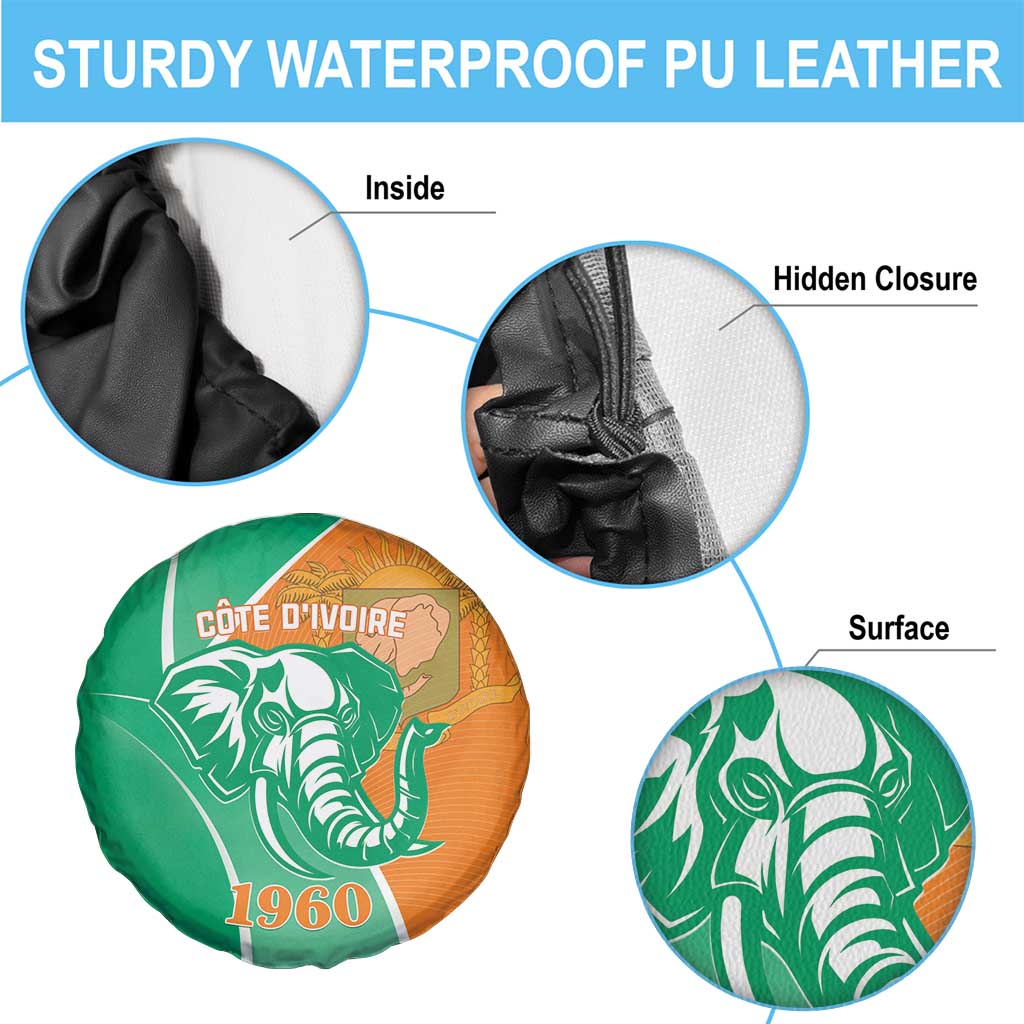 Ivory Coast Independence Day Spare Tire Cover Cote d Ivoire Elephant - Wonder Print Shop