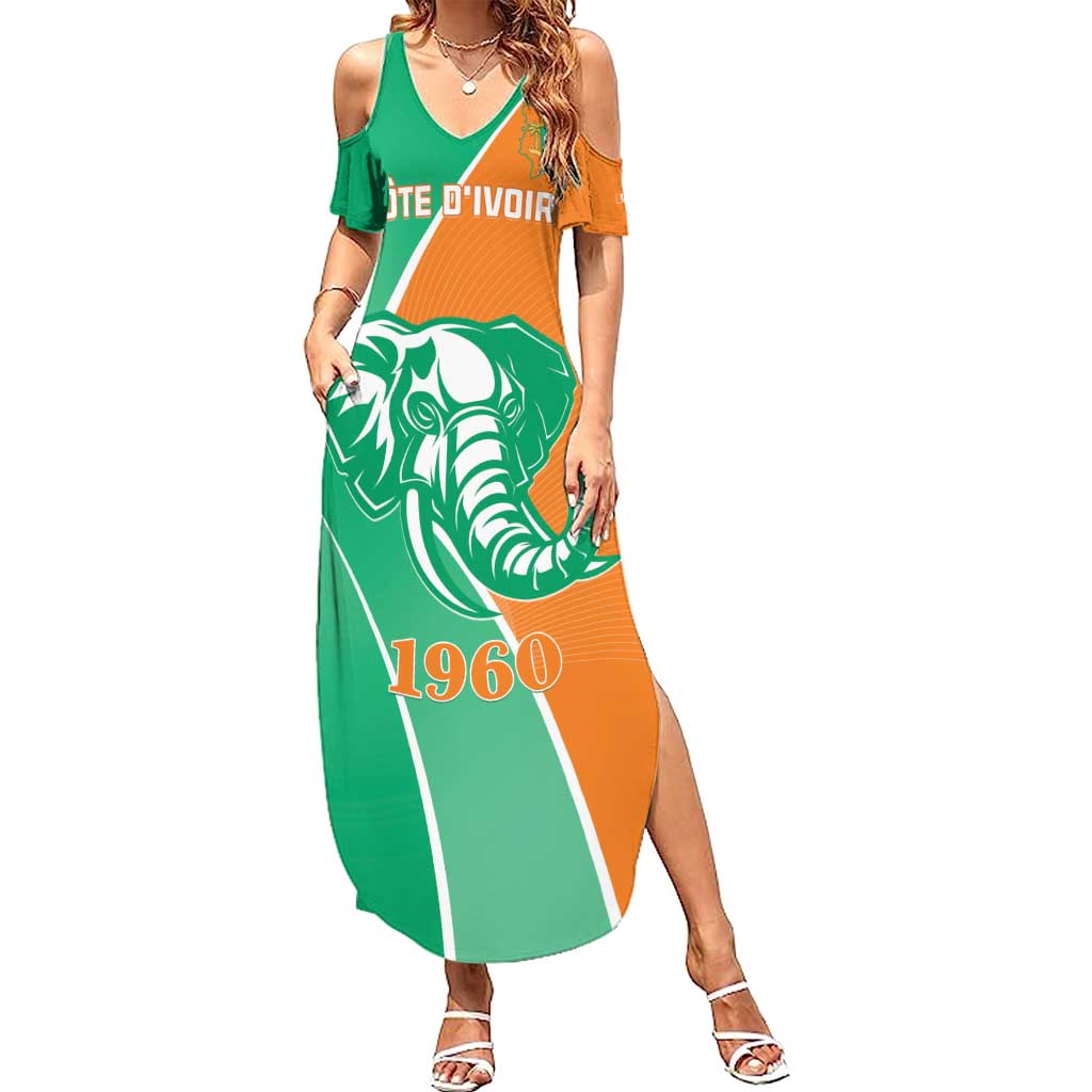 Ivory Coast Independence Day Summer Maxi Dress Cote d Ivoire Elephant - Wonder Print Shop