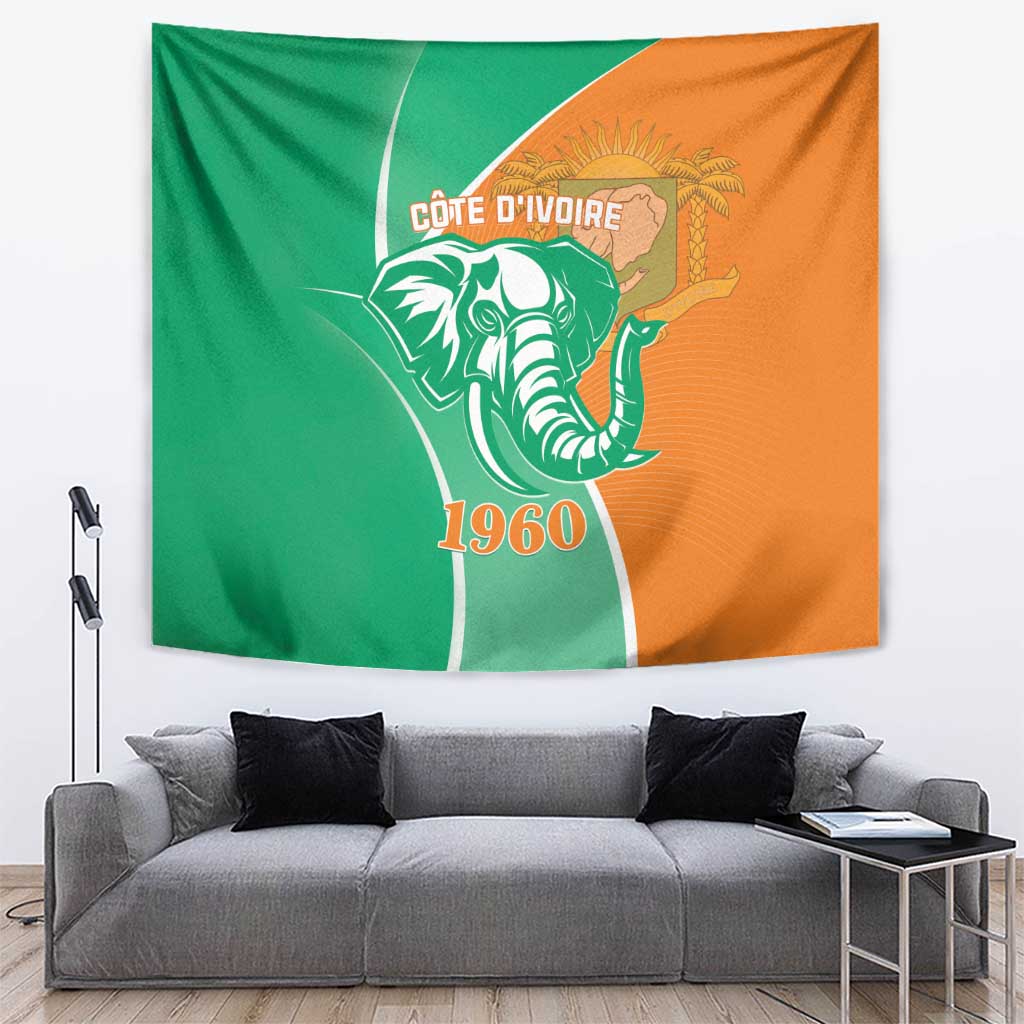 Ivory Coast Independence Day Tapestry Cote d Ivoire Elephant - Wonder Print Shop