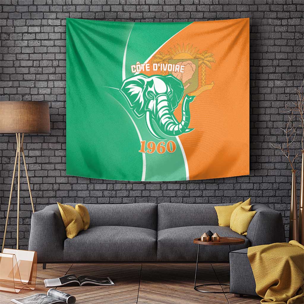 Ivory Coast Independence Day Tapestry Cote d Ivoire Elephant - Wonder Print Shop
