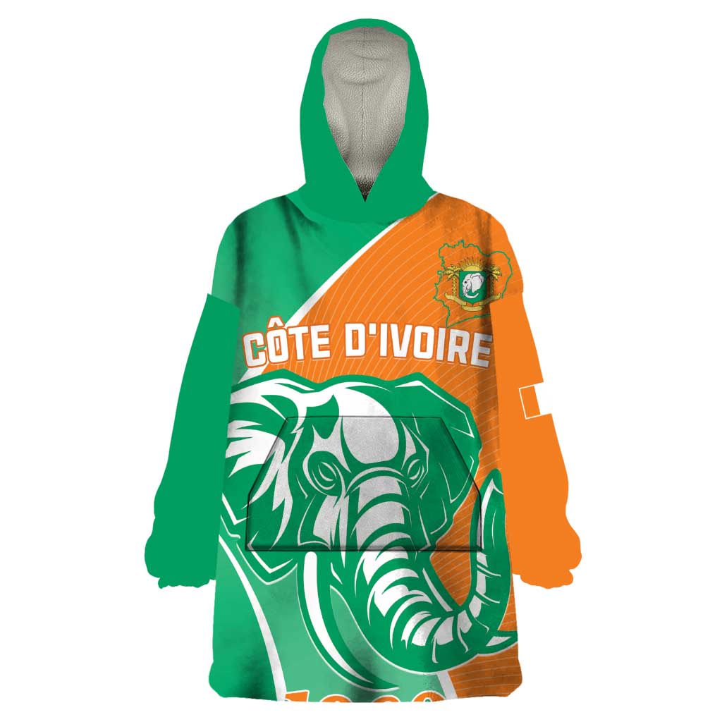 Ivory Coast Independence Day Wearable Blanket Hoodie Cote d Ivoire Elephant - Wonder Print Shop