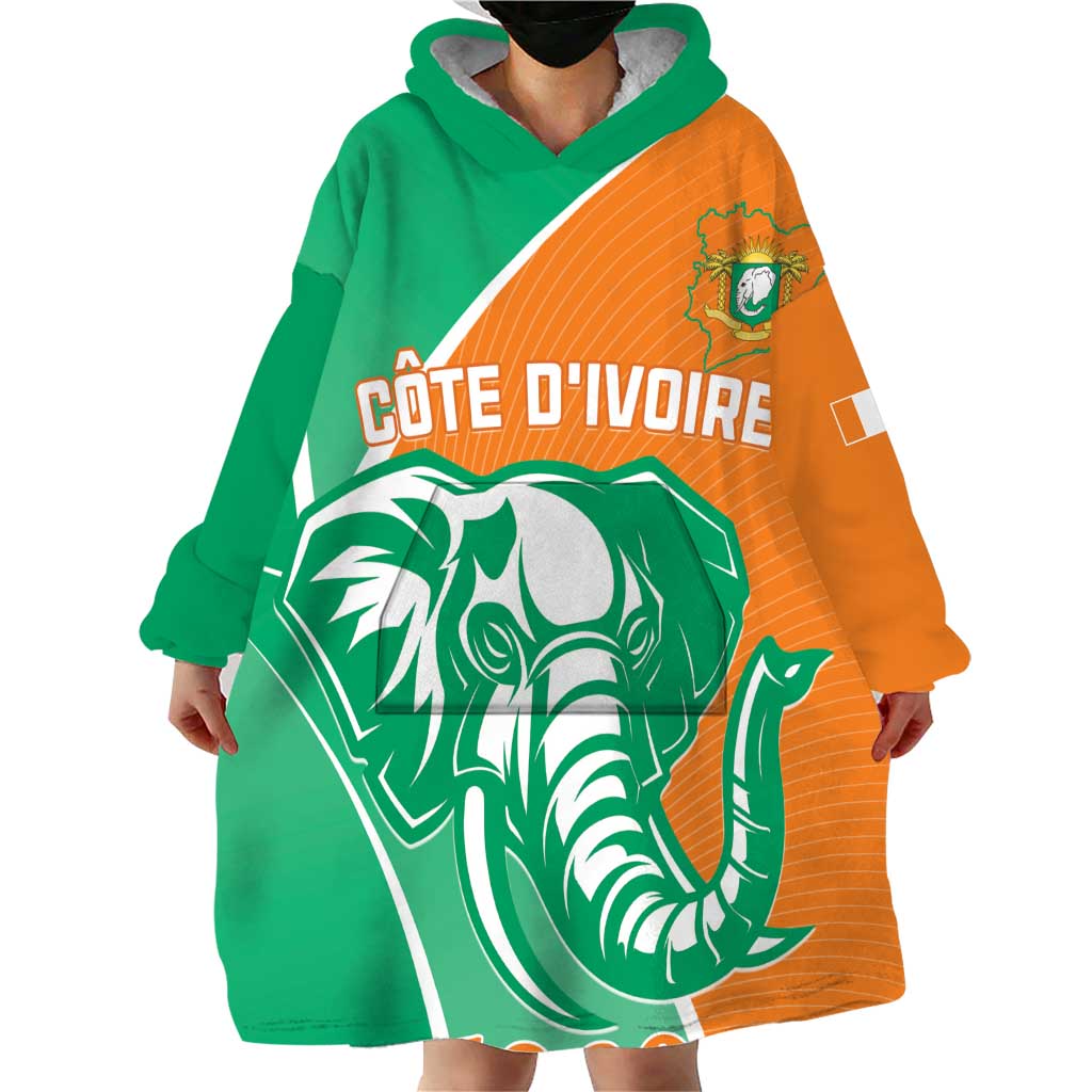 Ivory Coast Independence Day Wearable Blanket Hoodie Cote d Ivoire Elephant - Wonder Print Shop