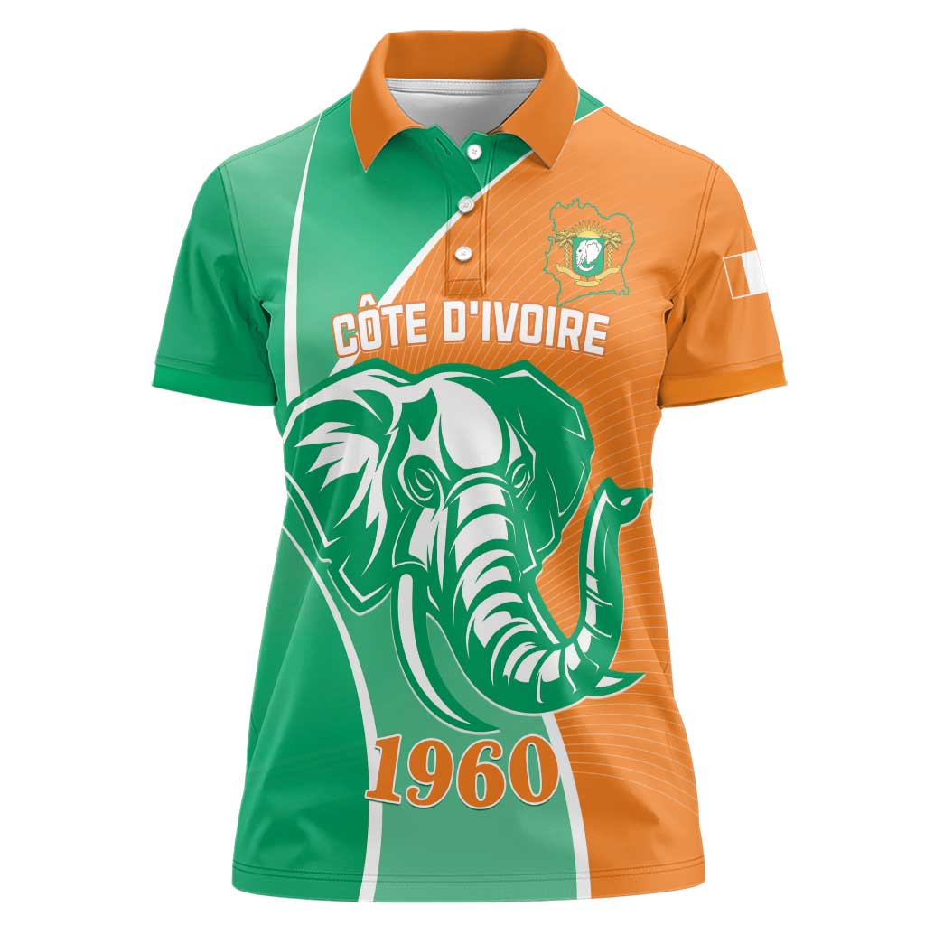 Ivory Coast Independence Day Women Polo Shirt Cote d Ivoire Elephant - Wonder Print Shop