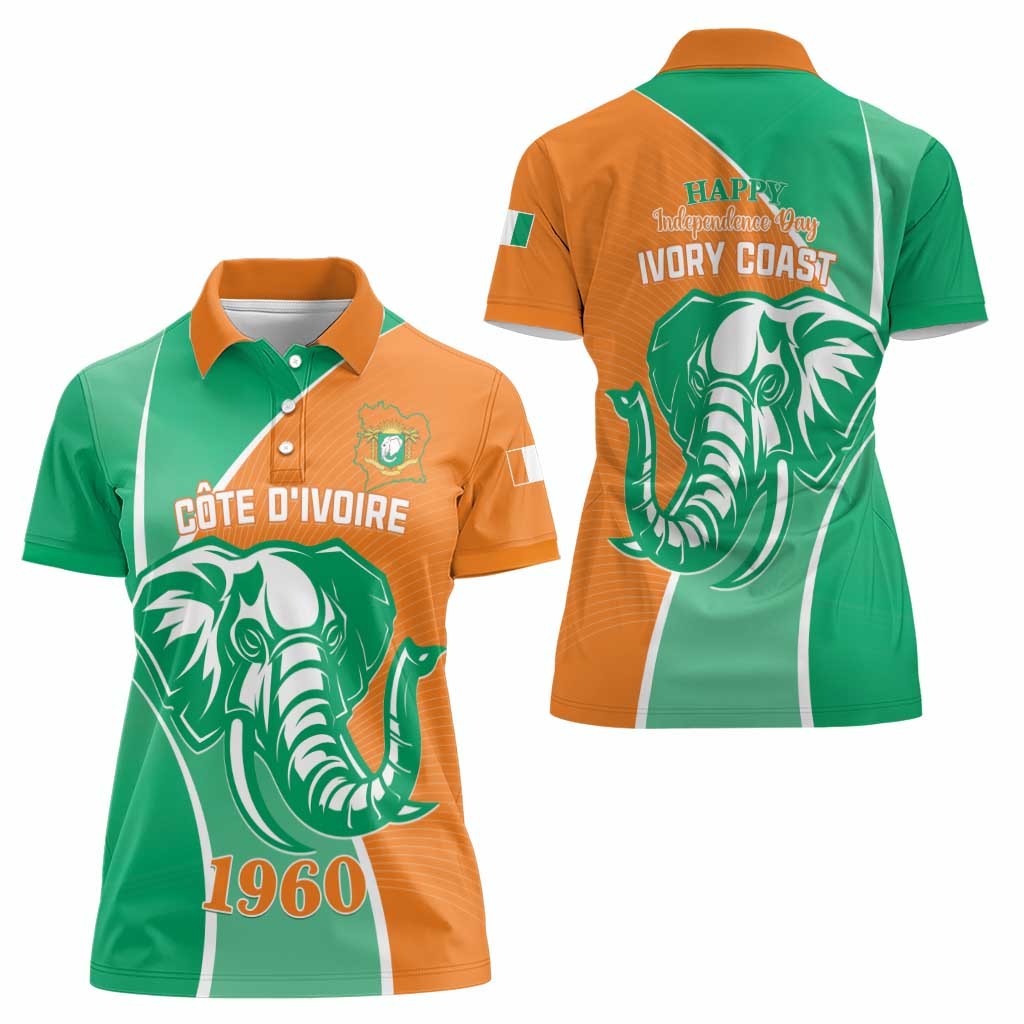 Ivory Coast Independence Day Women Polo Shirt Cote d Ivoire Elephant - Wonder Print Shop