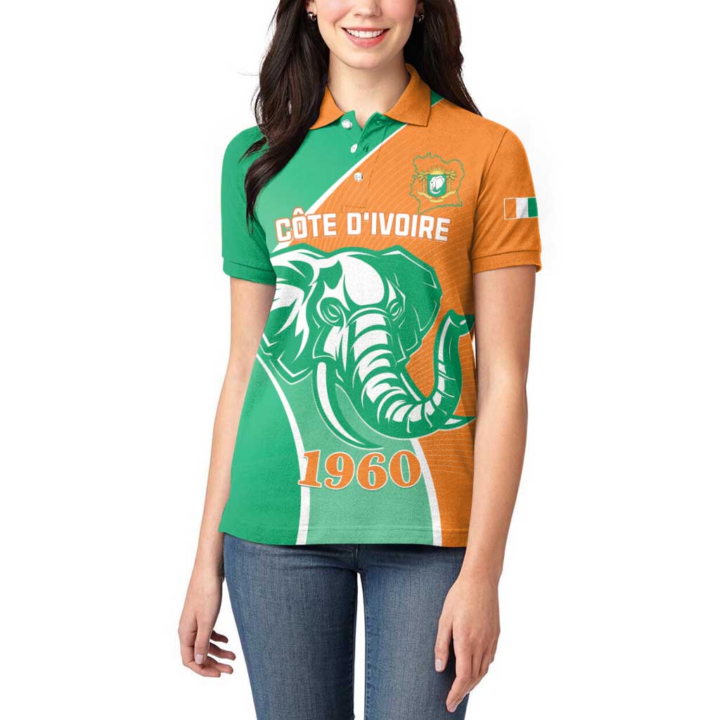 Ivory Coast Independence Day Women Polo Shirt Cote d Ivoire Elephant - Wonder Print Shop