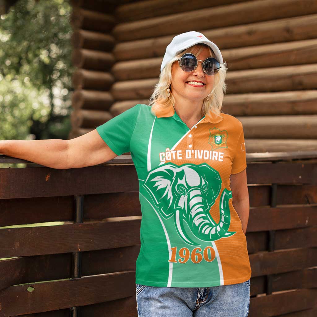 Ivory Coast Independence Day Women Polo Shirt Cote d Ivoire Elephant - Wonder Print Shop