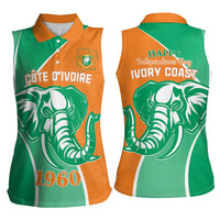 Ivory Coast Independence Day Women Sleeveless Polo Shirt Cote d Ivoire Elephant - Wonder Print Shop