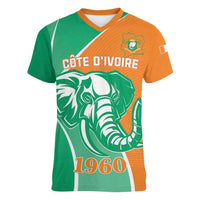 Ivory Coast Independence Day Women V-Neck T-Shirt Cote d Ivoire Elephant - Wonder Print Shop