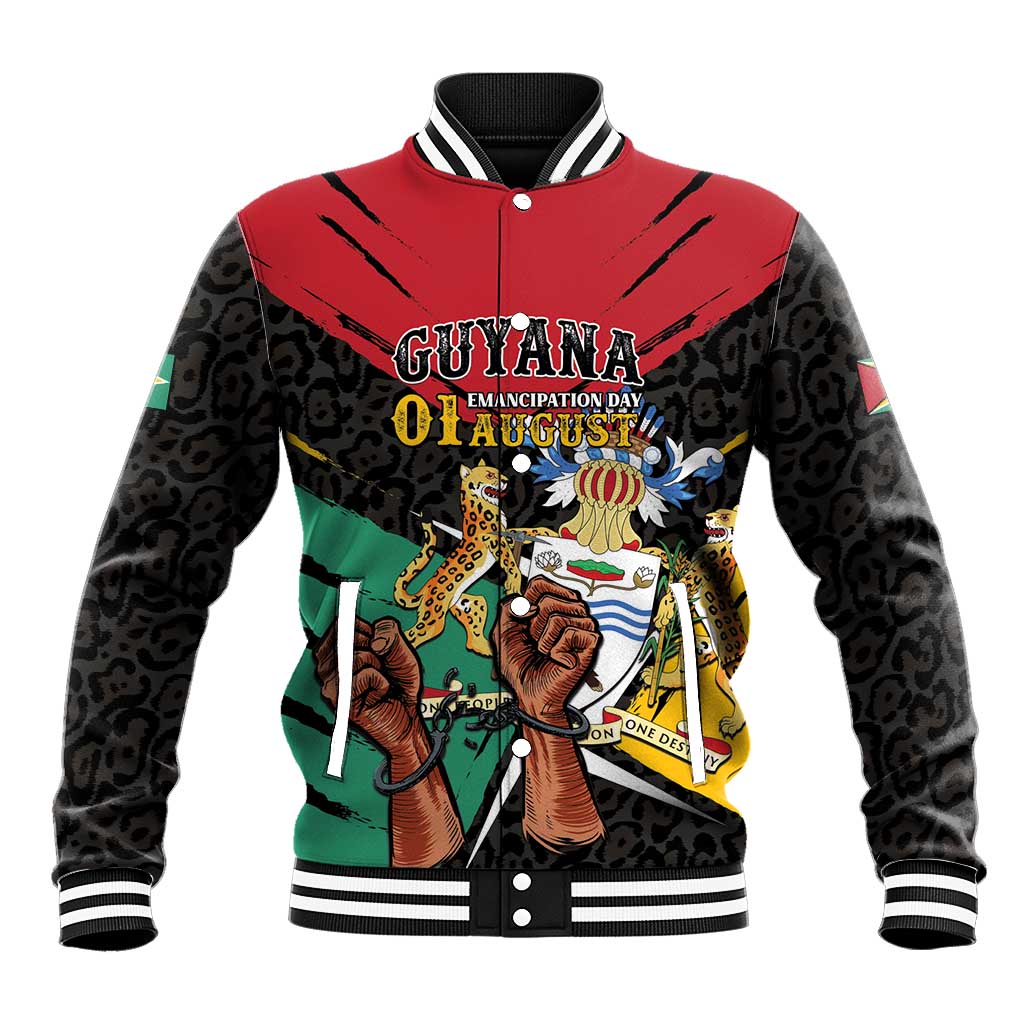 Personalized Guyana Emancipation Day Baseball Jacket Jaguar Skin Pattern - Wonder Print Shop
