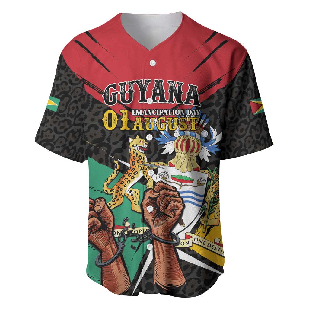 Personalized Guyana Emancipation Day Baseball Jersey Jaguar Skin Pattern - Wonder Print Shop