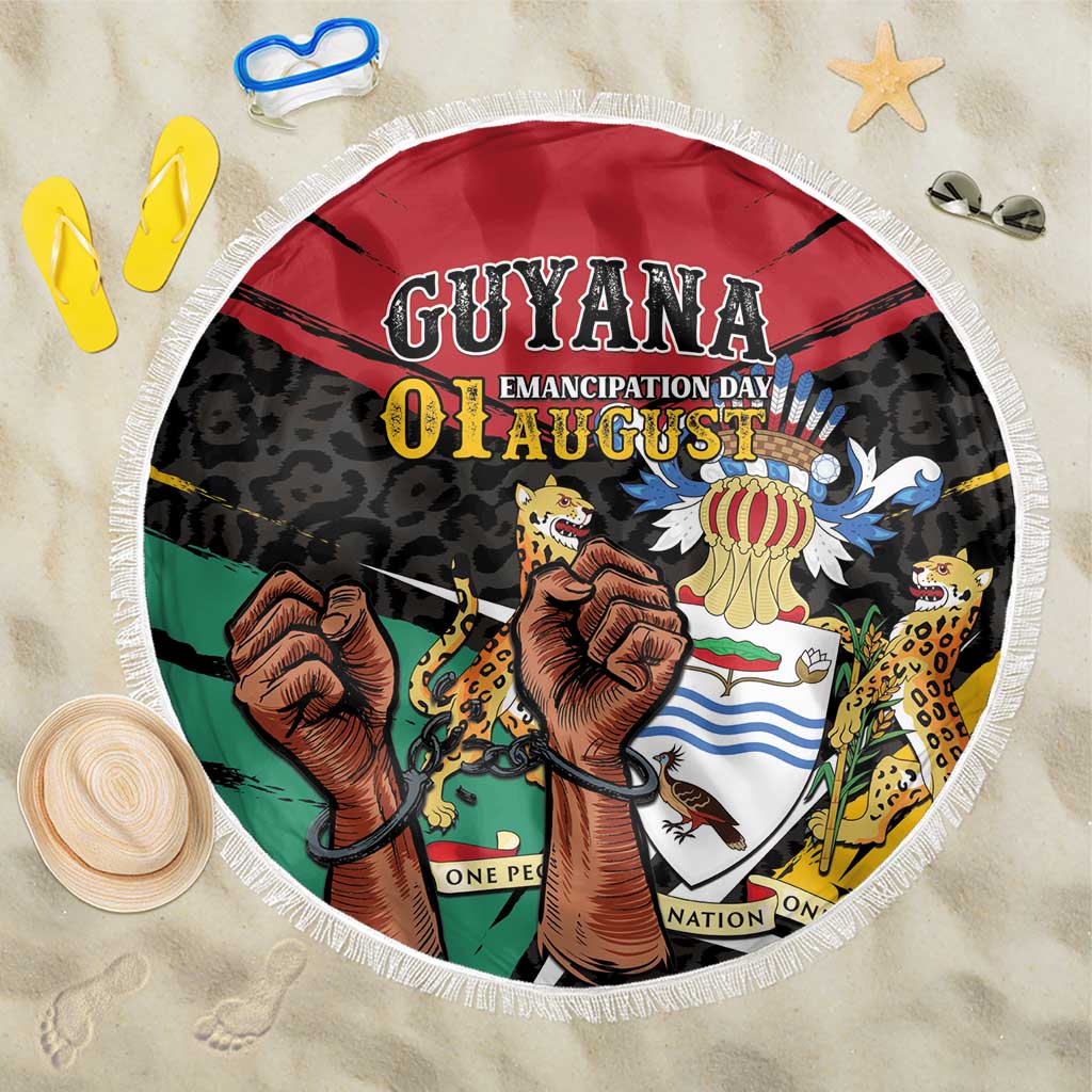 Guyana Emancipation Day Beach Blanket Jaguar Skin Pattern - Wonder Print Shop