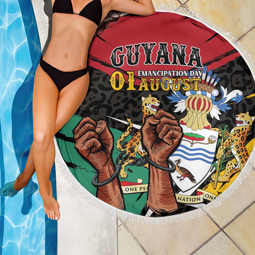 Guyana Emancipation Day Beach Blanket Jaguar Skin Pattern - Wonder Print Shop
