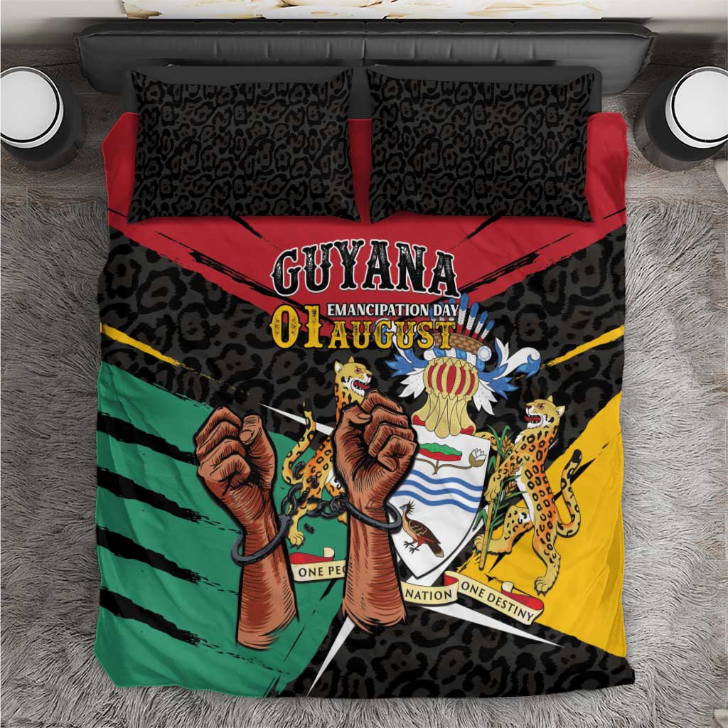 Guyana Emancipation Day Bedding Set Jaguar Skin Pattern - Wonder Print Shop