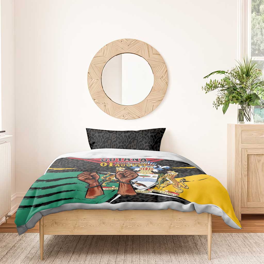 Guyana Emancipation Day Bedding Set Jaguar Skin Pattern - Wonder Print Shop