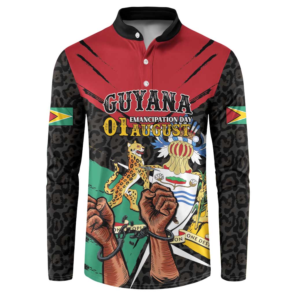 Personalized Guyana Emancipation Day Button Sweatshirt Jaguar Skin Pattern - Wonder Print Shop