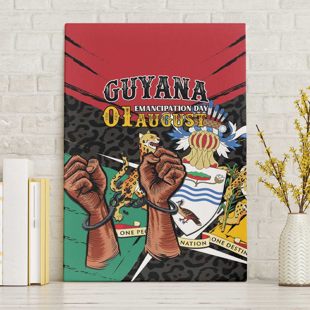 Guyana Emancipation Day Canvas Wall Art Jaguar Skin Pattern - Wonder Print Shop