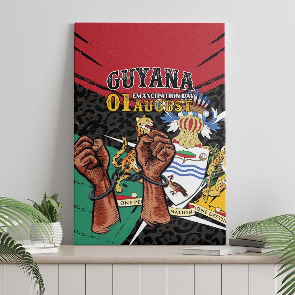 Guyana Emancipation Day Canvas Wall Art Jaguar Skin Pattern - Wonder Print Shop