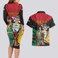 Personalized Guyana Emancipation Day Couples Matching Long Sleeve Bodycon Dress and Hawaiian Shirt Jaguar Skin Pattern - Wonder Print Shop