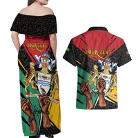 Personalized Guyana Emancipation Day Couples Matching Off Shoulder Maxi Dress and Hawaiian Shirt Jaguar Skin Pattern - Wonder Print Shop