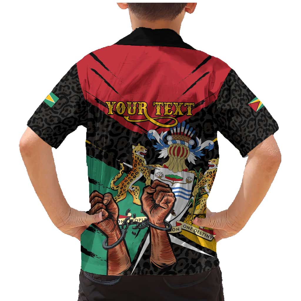 Personalized Guyana Emancipation Day Family Matching Mermaid Dress and Hawaiian Shirt Jaguar Skin Pattern - Wonder Print Shop