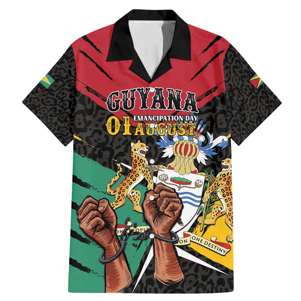 Personalized Guyana Emancipation Day Family Matching Mermaid Dress and Hawaiian Shirt Jaguar Skin Pattern - Wonder Print Shop