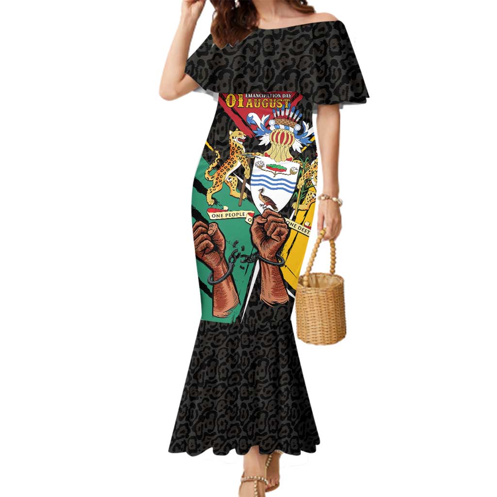 Personalized Guyana Emancipation Day Family Matching Mermaid Dress and Hawaiian Shirt Jaguar Skin Pattern - Wonder Print Shop
