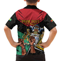 Personalized Guyana Emancipation Day Family Matching Off The Shoulder Long Sleeve Dress and Hawaiian Shirt Jaguar Skin Pattern - Wonder Print Shop