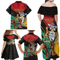 Personalized Guyana Emancipation Day Family Matching Off Shoulder Maxi Dress and Hawaiian Shirt Jaguar Skin Pattern - Wonder Print Shop