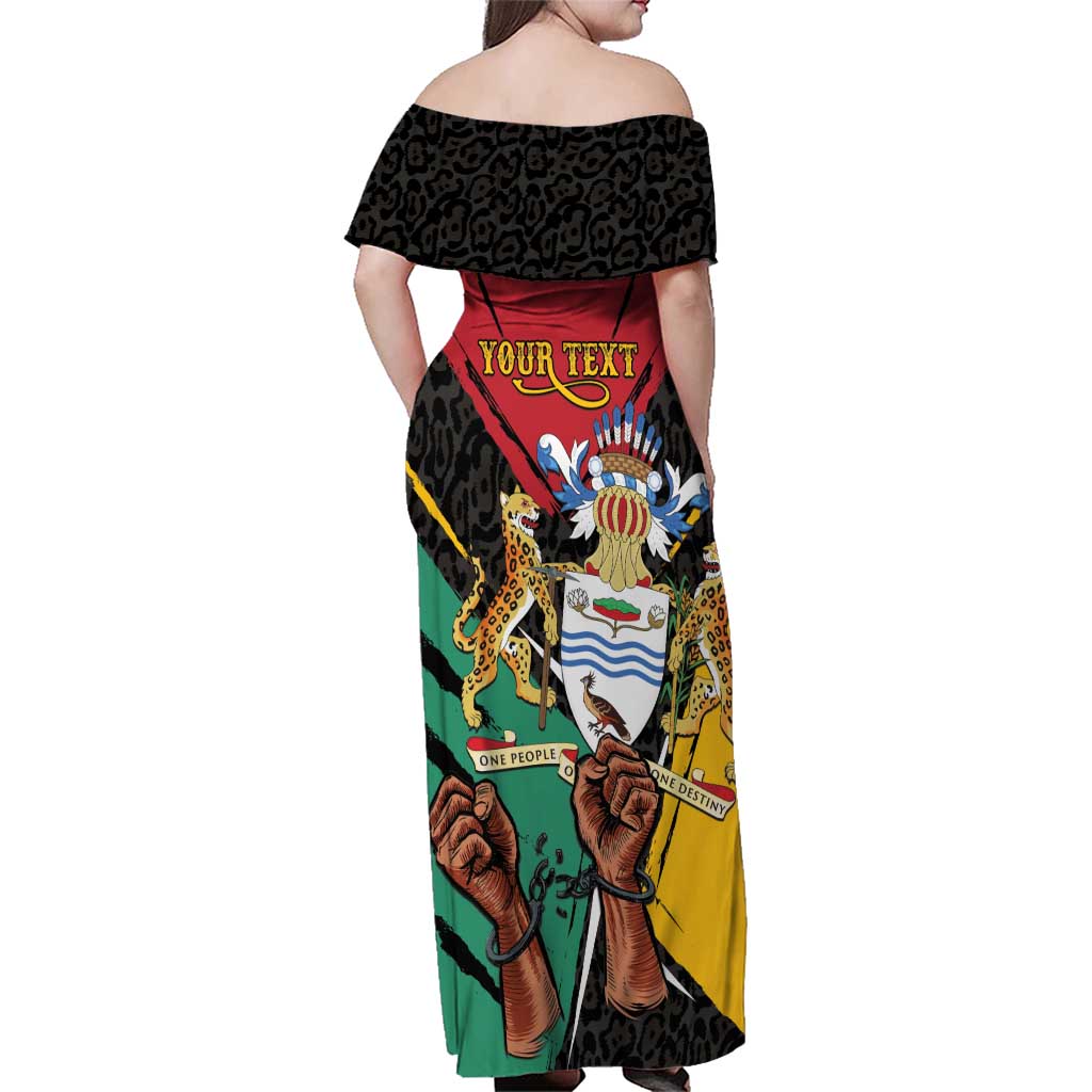 Personalized Guyana Emancipation Day Family Matching Off Shoulder Maxi Dress and Hawaiian Shirt Jaguar Skin Pattern - Wonder Print Shop