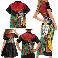 Personalized Guyana Emancipation Day Family Matching Short Sleeve Bodycon Dress and Hawaiian Shirt Jaguar Skin Pattern - Wonder Print Shop