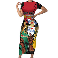 Personalized Guyana Emancipation Day Family Matching Short Sleeve Bodycon Dress and Hawaiian Shirt Jaguar Skin Pattern - Wonder Print Shop