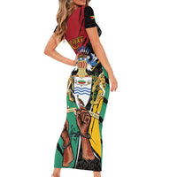 Personalized Guyana Emancipation Day Family Matching Short Sleeve Bodycon Dress and Hawaiian Shirt Jaguar Skin Pattern - Wonder Print Shop