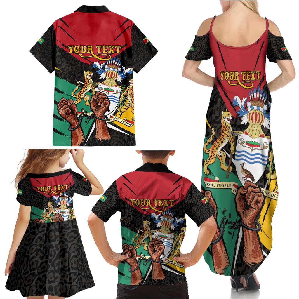 Personalized Guyana Emancipation Day Family Matching Summer Maxi Dress and Hawaiian Shirt Jaguar Skin Pattern - Wonder Print Shop