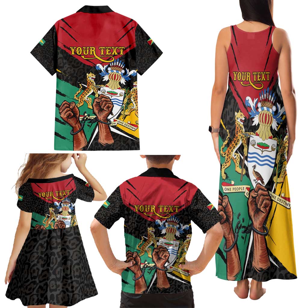 Personalized Guyana Emancipation Day Family Matching Tank Maxi Dress and Hawaiian Shirt Jaguar Skin Pattern - Wonder Print Shop